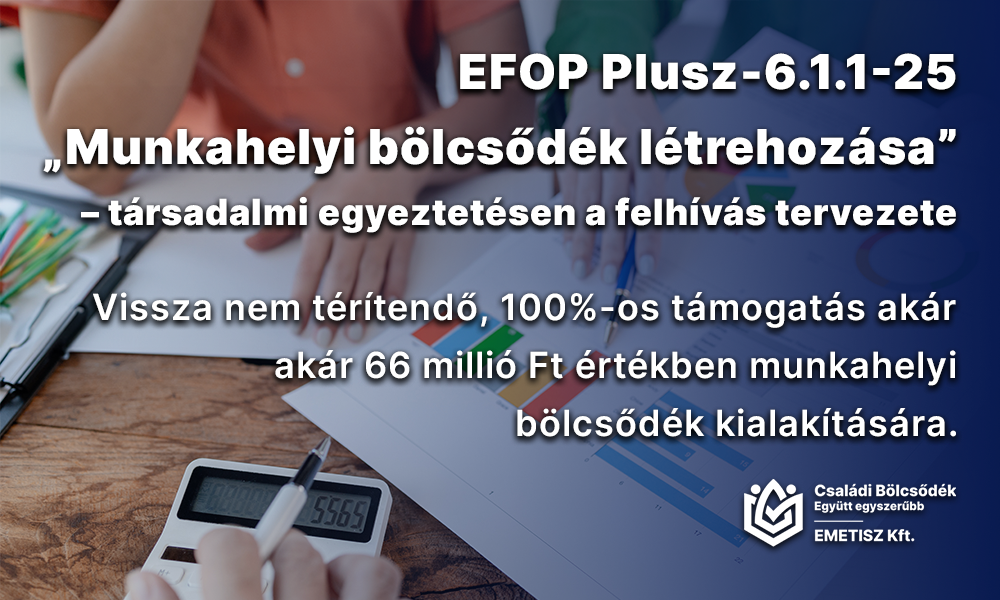 EFOP Plusz-6.1.1-25 Munkahelyi bolcsodek letrehozasa – tarsadalmi egyeztetesen a felhivas tervezete